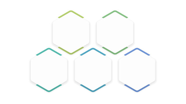 Hexagonal infographic template with five steps, modern business process diagram, blank geometric chart for data visualization