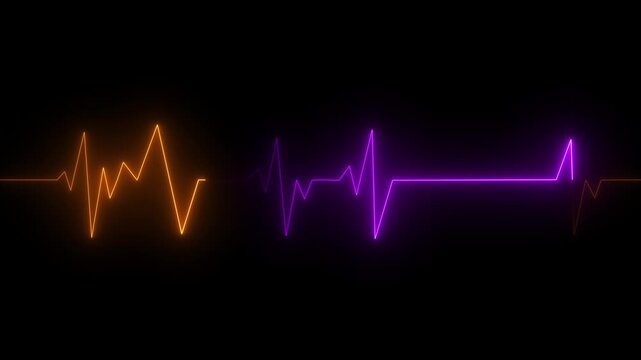 ECG monitor beating heart with a neon electrocardiogram overlay, Pulse, heart rhythm. Suitable for medical healthcare monitoring concept.