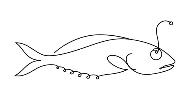 Fish with hook white background.