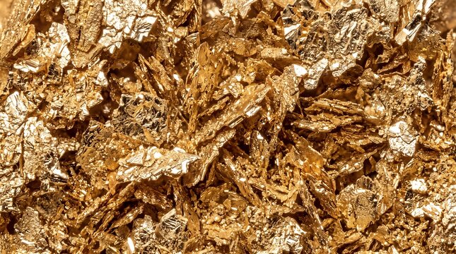 Close-up Texture of Golden Flakes and Foil