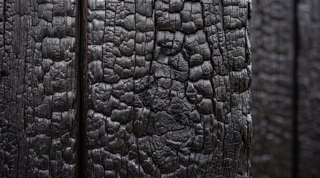 Charred Burnt Wood Surface with Shou Sugi Ban Texture