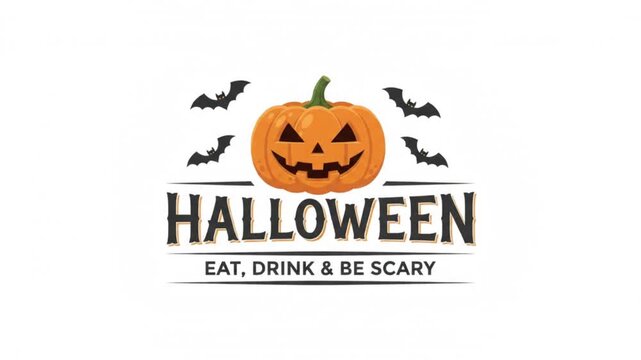 Animated halloween jack-o-lantern pumpkin character bouncing on a white background
