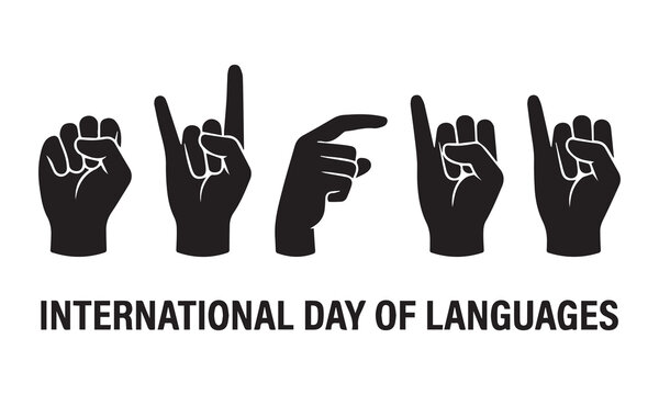 International day of languages concept with hands forming letters in sign language