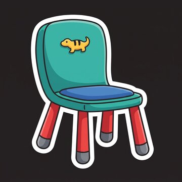 Colorful Cartoon Kids Chair Icon