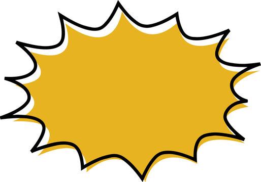 Yellow speech bubble burst comic style with explosion shape