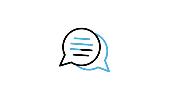 Speech bubble icon animation. Animated chat balloon for online conversation, dialogue, communication, message, comment, feedback, reply, discussion, speak social media. Motion graphics
