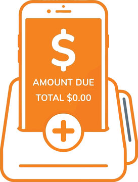 Invoice document with zero balance and add button on smartphone screen.
