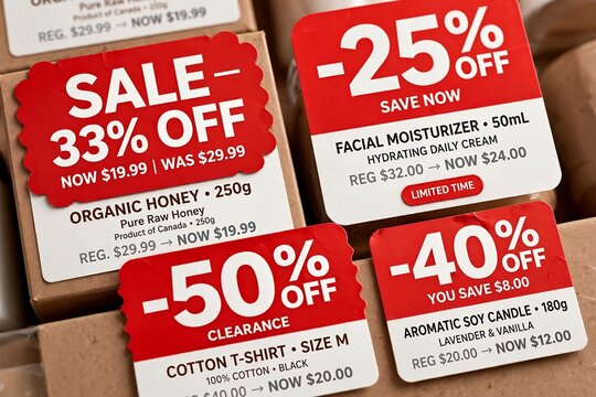 Collection of Retail Discount Sale Price Tags with Percentage Offers