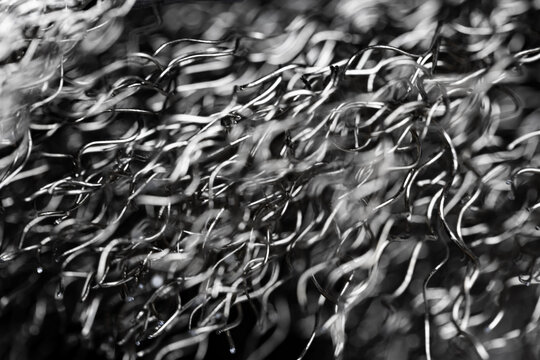 Macro Abstract of Intertwined Steel Wire Mesh Texture