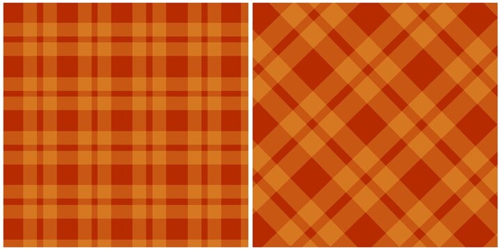 Orange and Red Plaid Seamless Pattern, checkered pattern, fabric texture