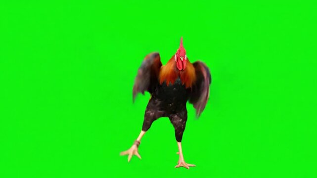 Funny Dancing Rooster on Green Screen &ndash; Colorful Rooster Performing Energetic Dance