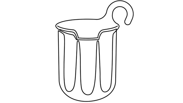 Simple line drawing ladle white background.