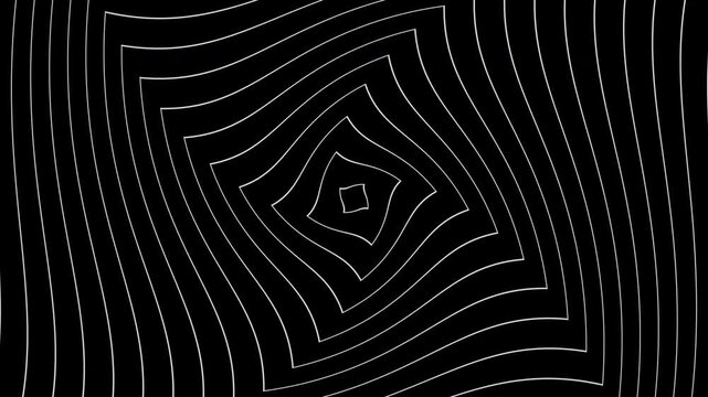 White cube square line abstract on black , animated energy background wave overlay effect seamless loop motion animation