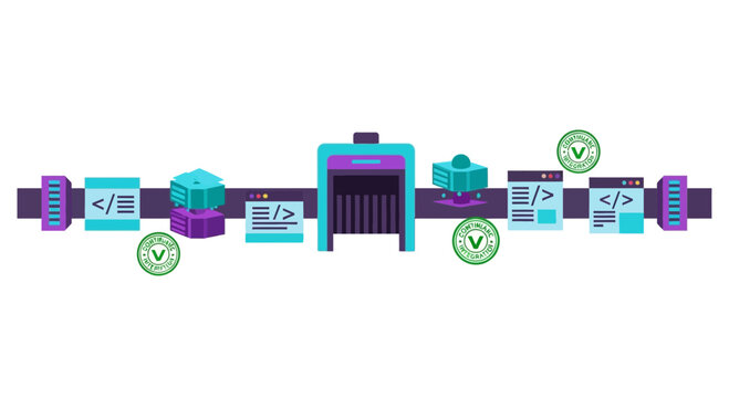 DevOps CI/CD Pipeline Illustration for Software Development and Continuous Integration Workflow
