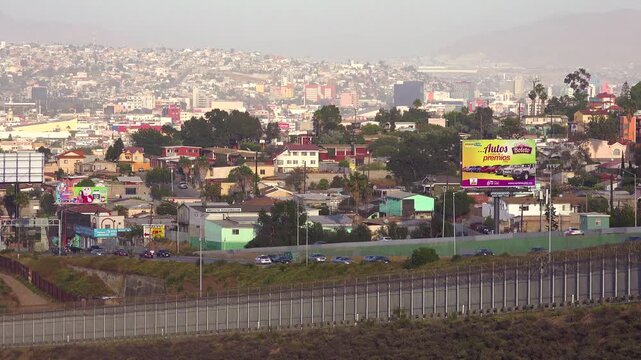 Panoramic view of city suburb landscape during day time.