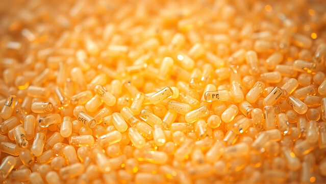 Phase change capsule texture with soft depth and warm gold