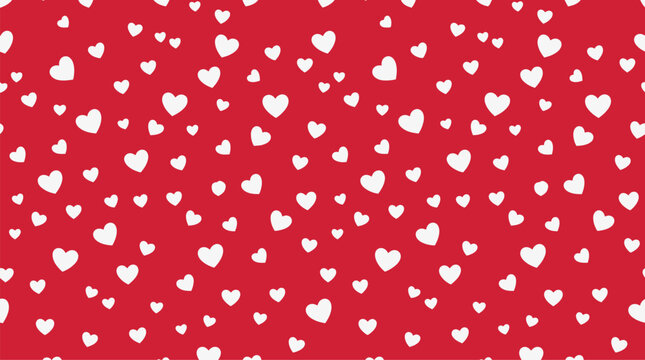 Small White Hearts Scattered on Red Background Seamless Pattern