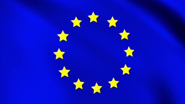 EU flag waving in the wind, European Union national flag background 4k animation
