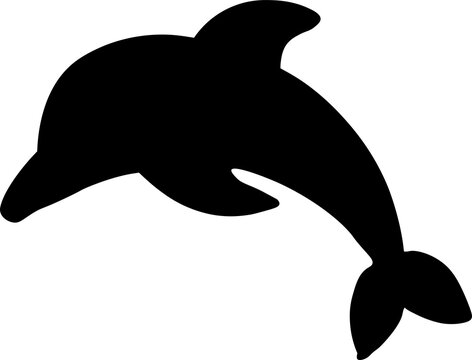 Black Dolphin Silhouette Vector Icon.