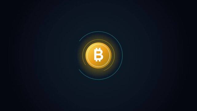 Global Bitcoin Financial Network with Digital World Map and Blockchain Data Connections