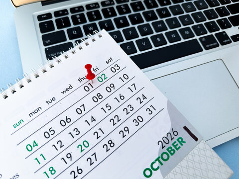 1st First October date mark on calendar 2026