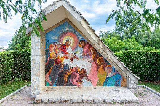 Mosaic of the Last Supper, the Fifth Luminous Mystery of the Rosary &ndash; Sanctuary of the Queen of Peace, Medjugorje, Bosnia and Herzegovina.