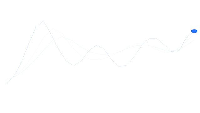 Blue data graph line chart financial market trend indicator isolated on transparent background for business analysis and corporate presentation design