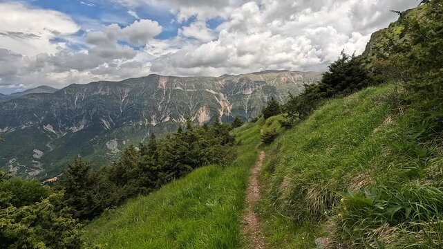 Hiking Along a Mountain Path in Tzoumerka National Park Greece