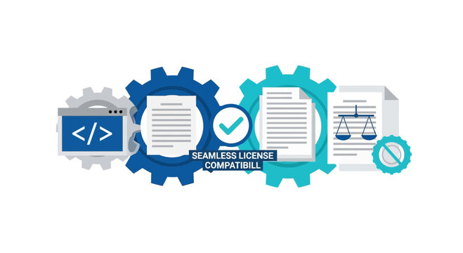 Seamless Software License Compatibility Concept with Gears and Legal Icons