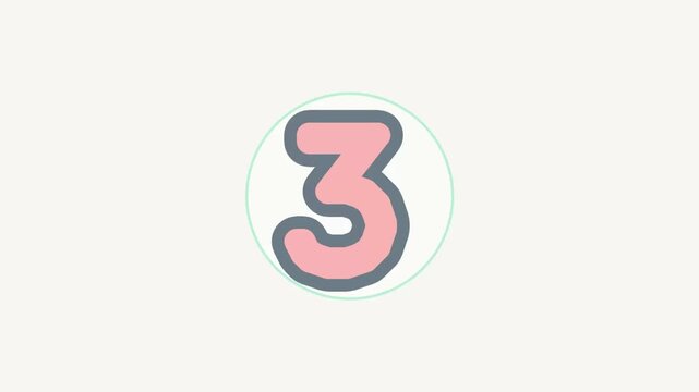 Minimalist pastel countdown timer animation featuring bold numbers in circles for video intros, presentations, and educational sequences.