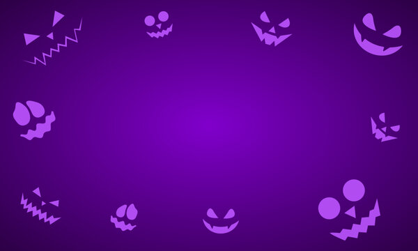Halloween background with scary faces and pumpkin. Good for textile fabric design, wrapping paper, website wallpapers, textile, wallpaper and apparel. Cartoon doodle creepy Jack o lantern Spooky face