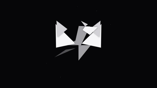 Abstract Minimalist Geometric Origami Bird Animation on Black Background