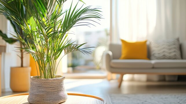 Indoor palm plant living room