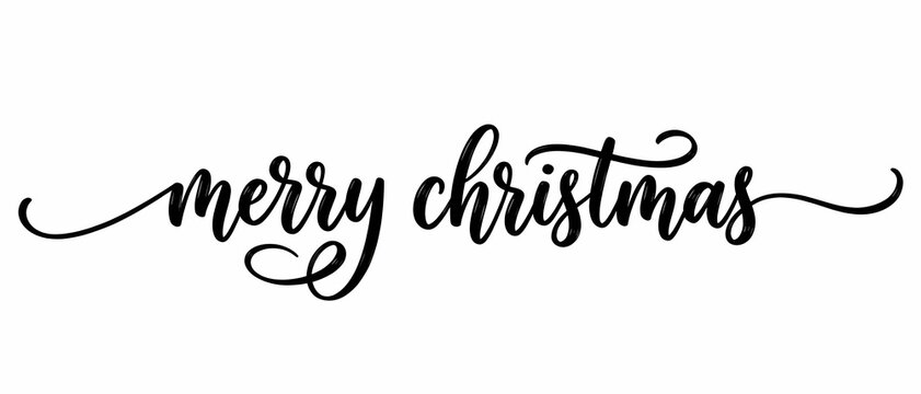 Merry Christmas lettering design. Seasonal greeting card template