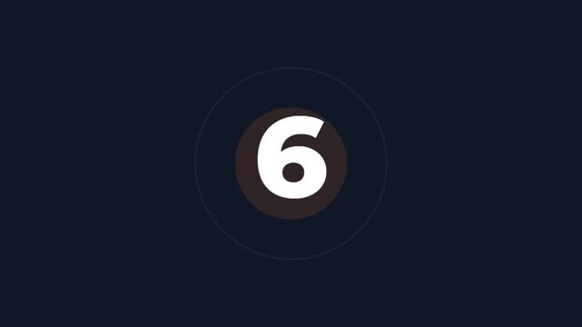 Modern minimalist countdown timer animation with bold numbers and circular motion graphics on a dark background for film openers and video starts.