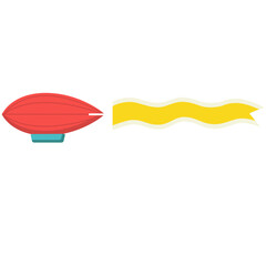 Red Zeppelin Blimp with Blank Yellow Ribbon Banner Vector © Quiet Earth