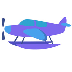 Purple Seaplane Water Airplane Cartoon Vector Illustration © Quiet Earth