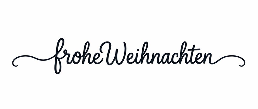 Frohe Weihnachten handgezeichnet Kalligrafie auf Deutsch.