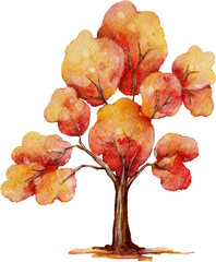 Autumn Tree Watercolor Illustration © Artnizu