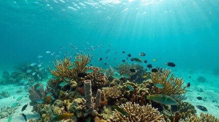 coral reef and diver © Seyam