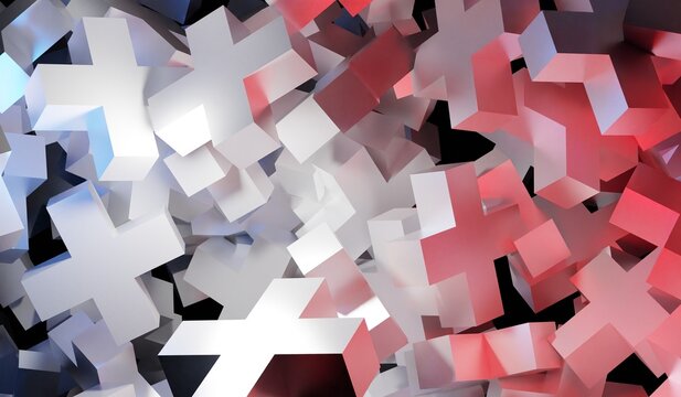 Abstract background, plus sign, modern, 3D illustration