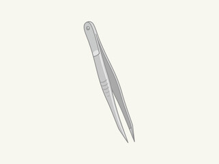 Obraz premium Hand drawn illustration of stainless steel tweezers for precision work.