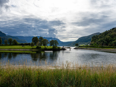 Recreation area at  Naustdal along the Norwegian fjord