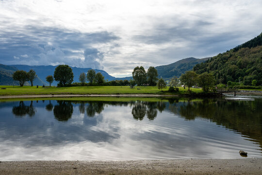 Recreation area at  Naustdal along the Norwegian fjord