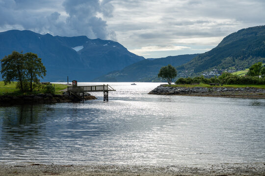 Recreation area at  Naustdal along the Norwegian fjord