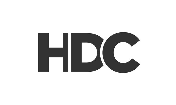 HDC logo design template with strong and modern bold text. Initial based vector logotype featuring simple and minimal typography. Trendy company identity.