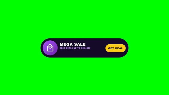 Mega sale web banner overlays with discount text on green screen