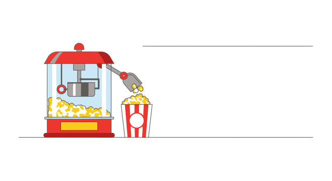 Retro Popcorn Machine and Bucket Illustration with Text Space