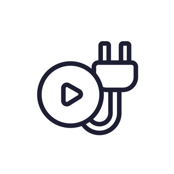 plug and play line icon on white