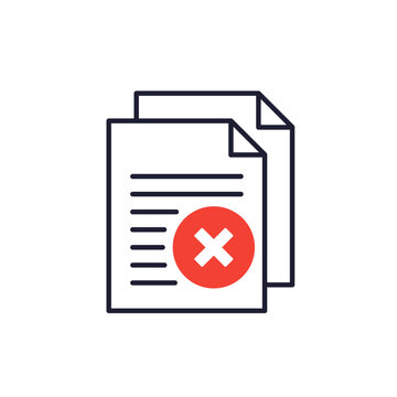rejected documents icon on white
